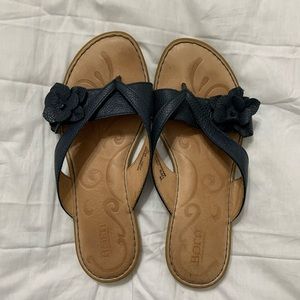 Sandals Flipflops Ladies Leather BORN Navy Blue 9